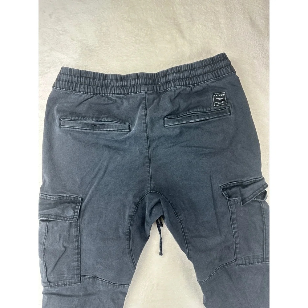 PacSun Cargo Pants Mens Slim M‎ Black Jogger Utility Pockets Cotton Spandex